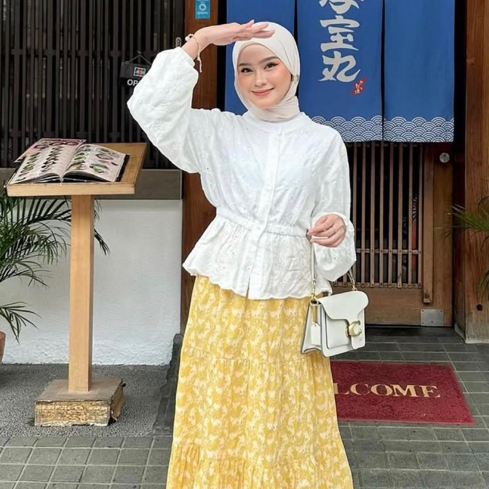 DISKON SAREA BLOUSE KOREAN STYLE - BLOUSE KATUN BORDIR-BLOUSE WANITA-KATUN BOLONG-BORDIR BUNGA-BLOUS