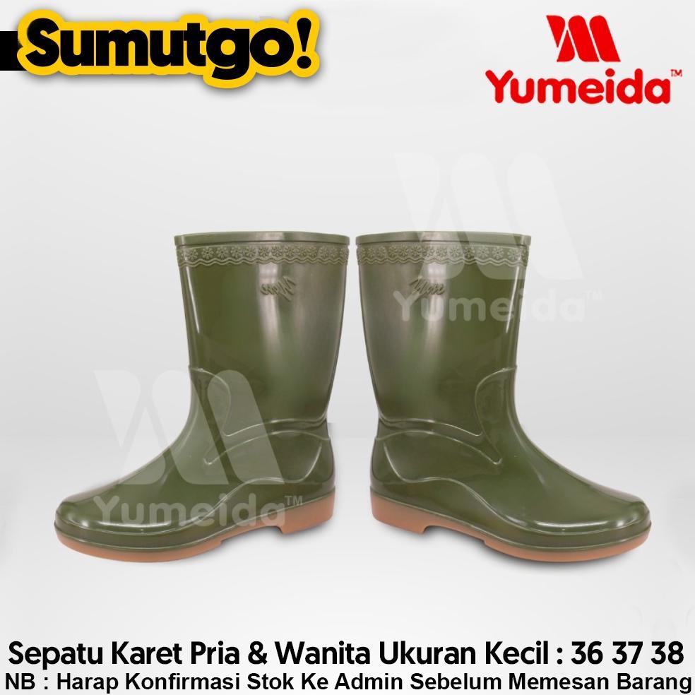 BEST SALE [ UKURAN KECIL 36 37 38 ] Sepatu Boot Karet Setengah Betis YUMEIDA YM2 warna Hijau / PVC R