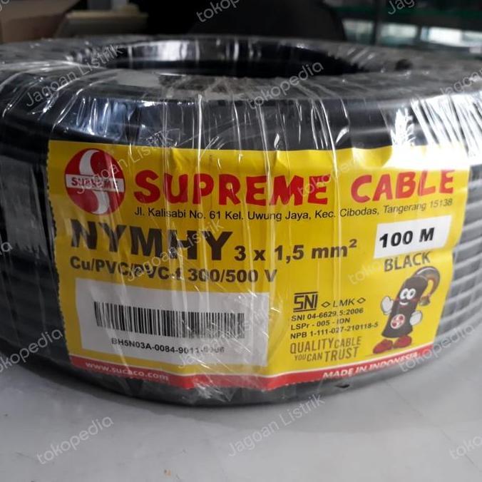 Promo Kabel Listrik Serabut NYYHY 3x1.5 mm Supreme Hitam NYYHY 3 x 1.5mm Diskon