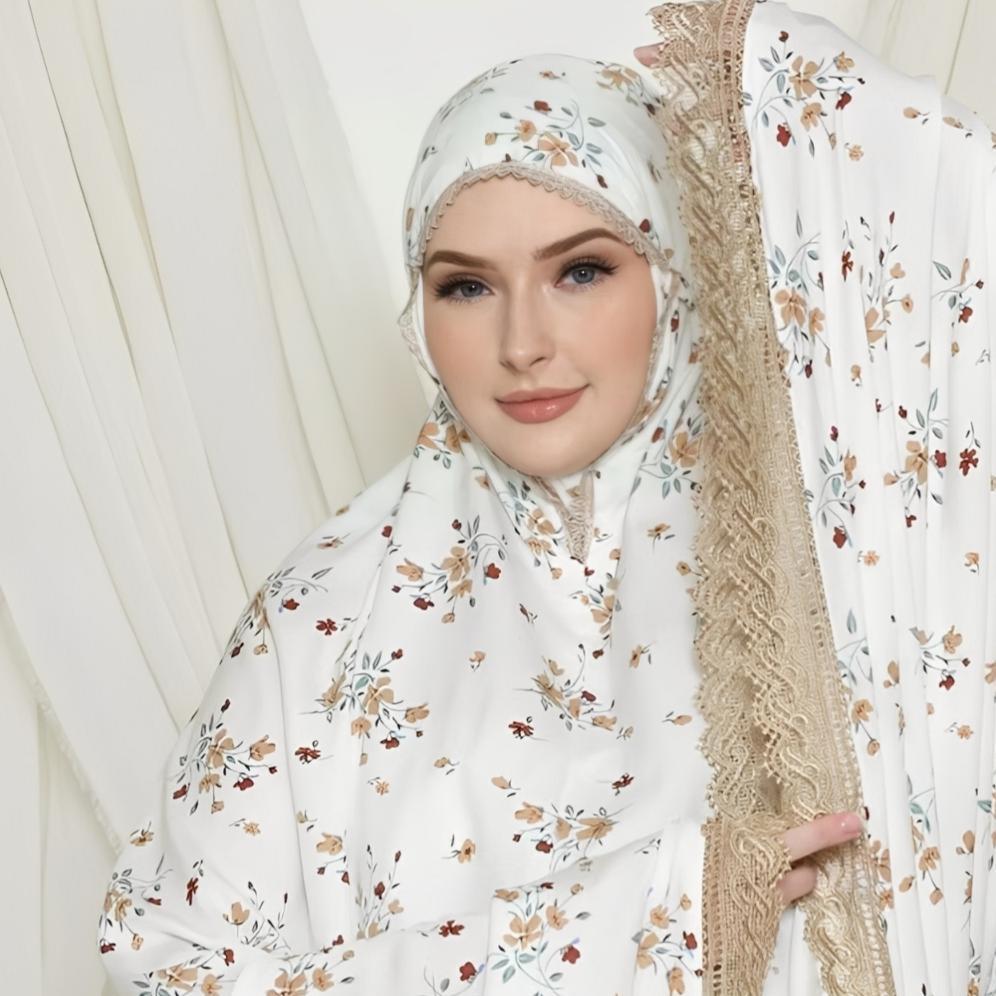 NEW Mukena Katun 2in1 | Mukena 2in1 Resleting Mukena Dewasa Motif Renda Set Tas TRAVELING MOTIF BUNG