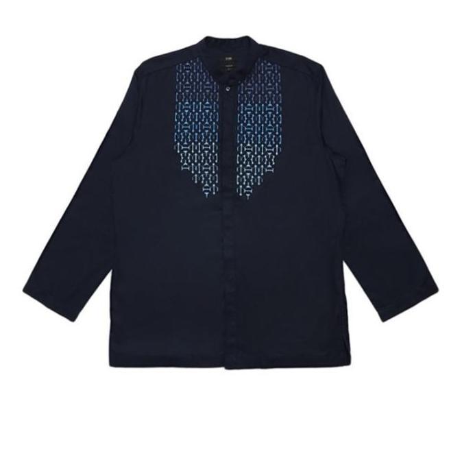 JOAhmed Baju Koko Pria Lengan Panjang Regular Fit Navy - Navy, XXL