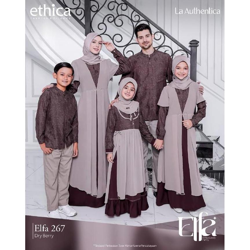 Baju Gamis Wanita Couple / Ethica  Terbaru 2023  Dry Berry / Setelan Muslim Lebaran