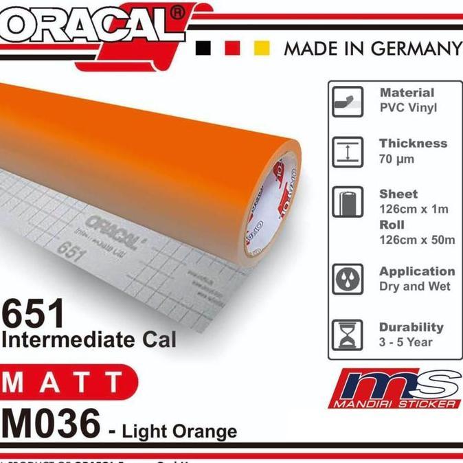 Promo Sticker ORACAL 651M - 036 Light Orange Matt Cutting Stiker (Meteran) Diskon