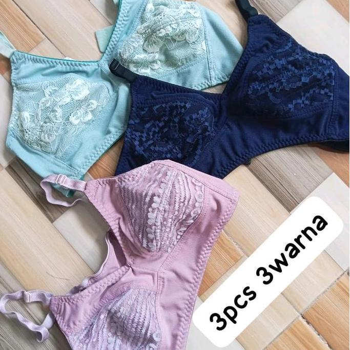 Yuksist- Bra No Busa No Kawat Jumbo Paket 3Pcs Bh  Dewasa Nyaman Dipakai
