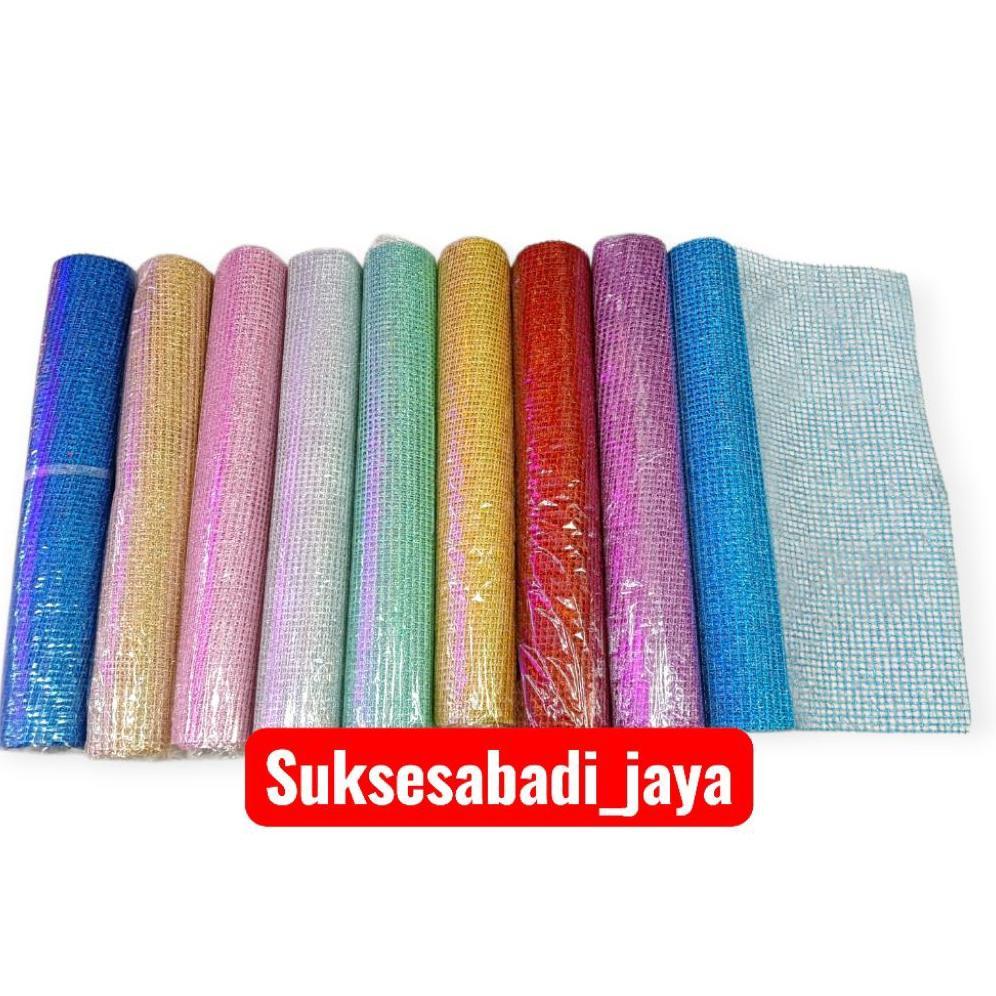 HIASAN NATAL Pita Natal MERRY SQUARE ukuran 50cm x 4.5meter / Pita Roll Besar /Pita Pohon Natal Besa