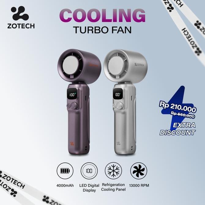 Intanstikebeef - ZOTECH ZT-31 Cooling Turbo Fan Kipas Kecepatan Tinggi Portabel 4000mAh LED Display 