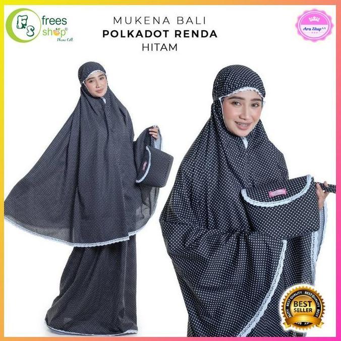 TERBARU MUKENA DEWASA POLKADOT RENDA HITAM