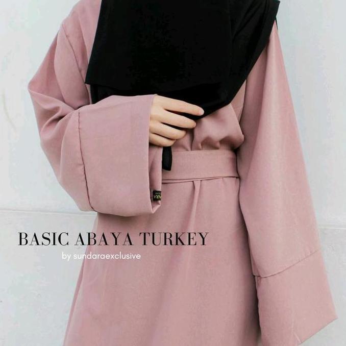 Basic Abaya Turkey Polos by Sundara | Gamis Wolfis Polos Simple Dress Muslim Wanita Ready