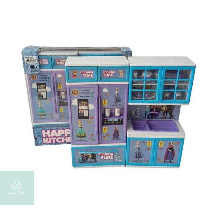 Mainan Anak Perempuan Alat Masak Masakan Kulkas Kitchen Set Frozen Elsa Anna BP6650
