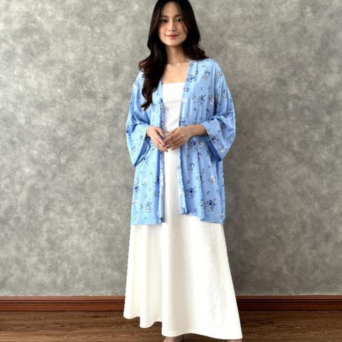 Cardigan Kimono Oversize Batik, Outer Kimono Cardigan Wanita Katun Kardigan Kantor Lembut Rayon Baju