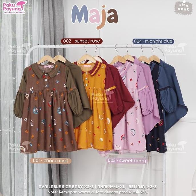 Paku Payung Club Set Gamis Anak Remaja MAJA SERIES By PAKU PAYUNG CLUB Terbaru 2022 dengan Jilbab Be