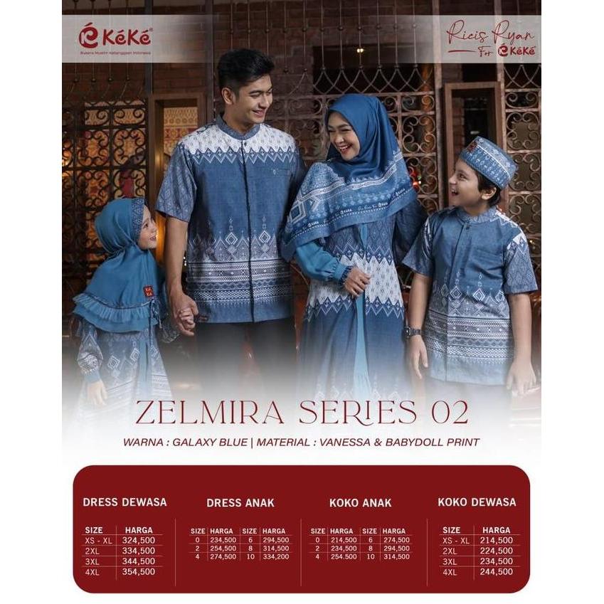 Sarimbit Keke Zelmira 02 Series - Galaxy Blue / Sarimbit Keluarga Terbaru 2024 / Baju Sarimbit Kelua