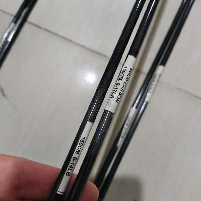 Langsungdapat- Bahan Carbon Solid Blank Joran Label Putih 100 120 150 Cm Solid Carbon Kilap
