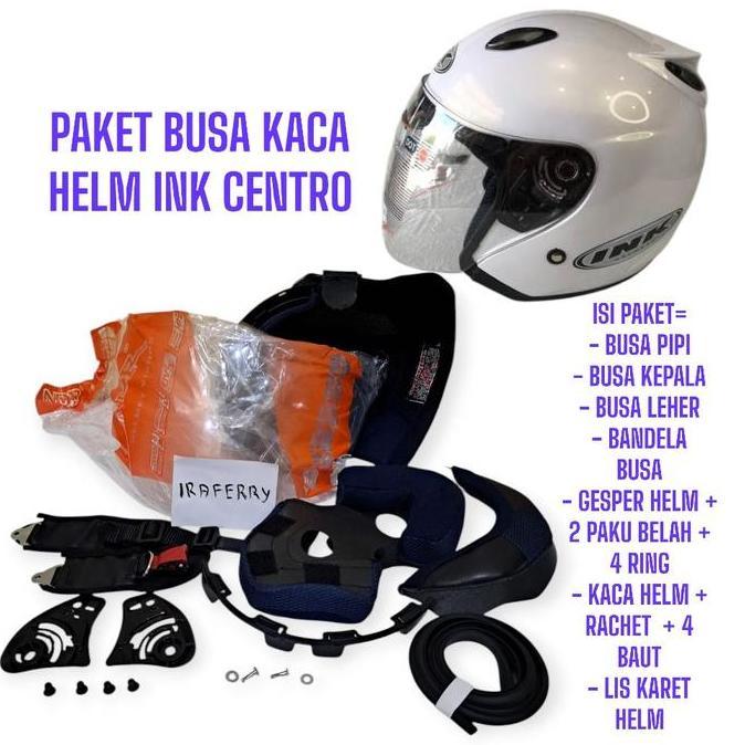 Paket Busa Helm Ink Centro Jet Fullset + Kaca Ink Centro Jet + Karet Lis Helm - Motorcycle, Baut