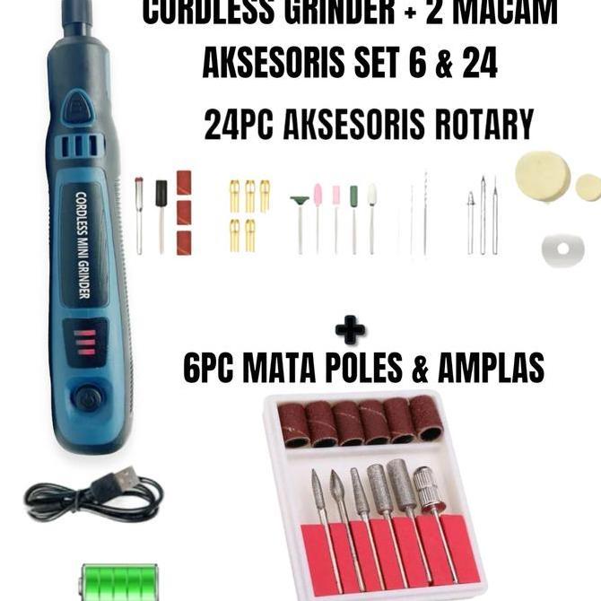 Powerx- Cordless Mini Grinder Tuner Mesin Gerinda Potong Poles Baterai Cas Set