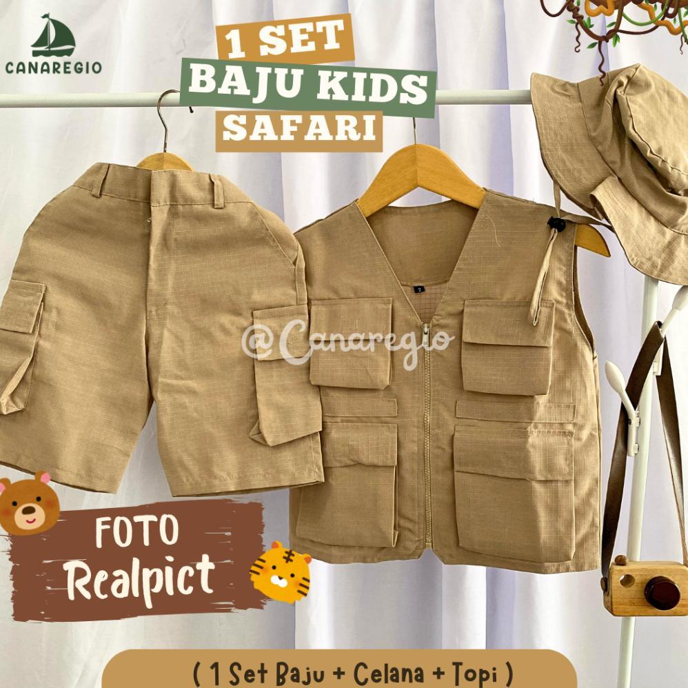 Baju Safari Anak Baju 1 Set Anak Safari Penjaga Kebun Binatang | Kostum Penjaga Safari Anak | Kemeja