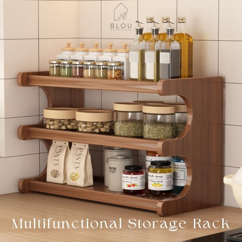 [CUP] Blou Rak Kayu Aesthetic Estetik Kitchen rack seasoning storage rack rak kayu bambu gelas bumbu