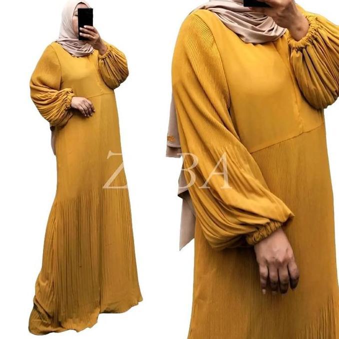 Zeba | Raline Dress Ceruti Plisket Maxi BB 70 - 150 kg Gamis Wanita Ceruty Babydoll Full Furing Adem