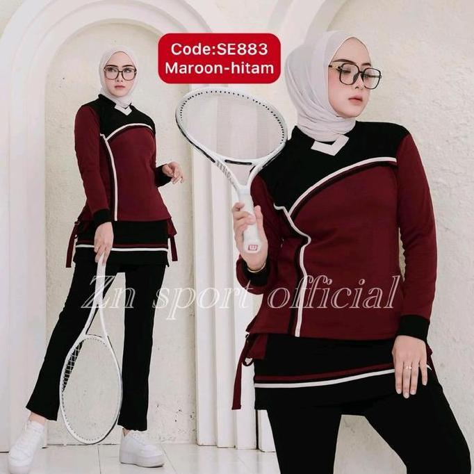 COD baju olahraga senam aerobic perempuan setelan baju senam yoga Muslim Sport