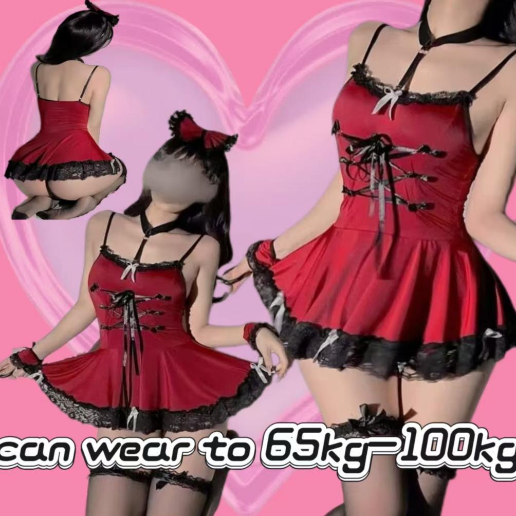 ing wanita hot jumbo ing wanita hot jumbo cosplay Maid Cosplay Seragam Set Rok baju dinas malam wani