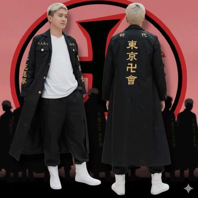 jubah anime tokyo revengers manji kancing Pria jubah long Kimono