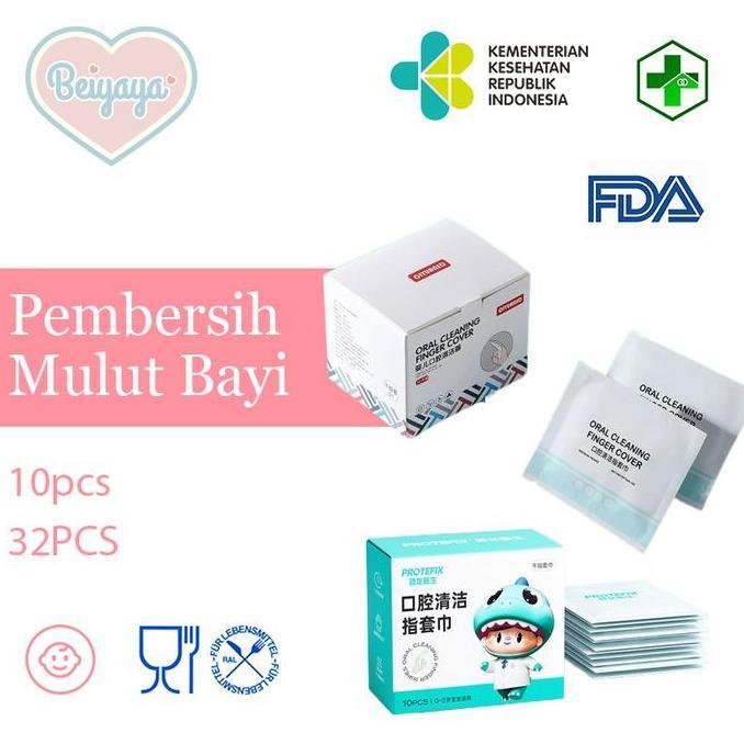 Pembersih Mulut & Lidah Bayi Newborn Tisu Jari Steril 10Pcs & 32Pcs, Aman & Higienis Perawatan Gigi Sikat ,Kasa Pembersih Mulut Bayi Brush