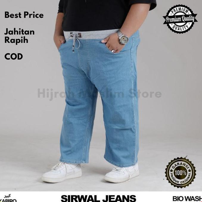 Celana Sirwal Jeans Denim Size Besar JUMBO 3XL - 6XL Bigsize Pria Dewasa Cingkrang