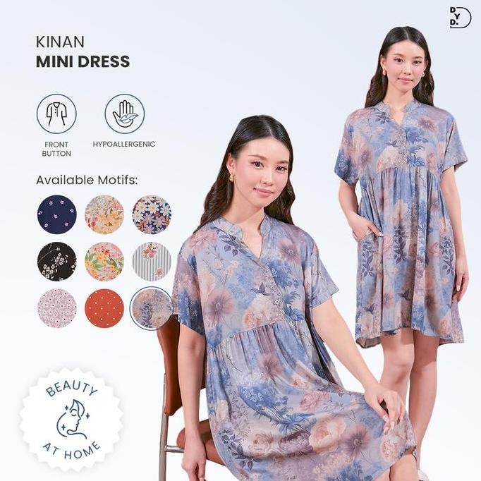 DYD LABEL Kinan Mini Dress Wanita Bumil Busui Friendly Bahan Rayon Fit to XL Nyaman Kancing Depan