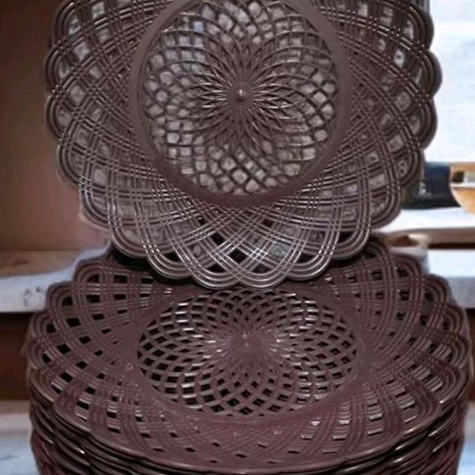 Foodcity- Piring Rotan Plastik 24Pcs , Piring Plastik Cantik , Piring Plastik , Piring Rotan Plastik