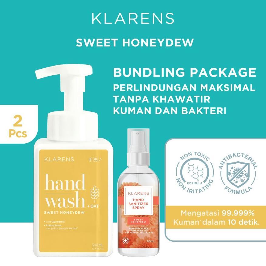 Hand Wash Klarens Sweet Honeydew 300ml + Klarens Honey dew 60ml