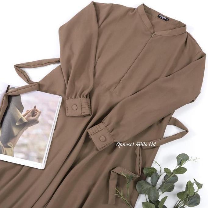 [Gamis Hermosa] Gamis polos Milo coklat susu mocca premium-GAMIS HERMOSA POLOS/GAMIS WOLLYcrepeGAMIS