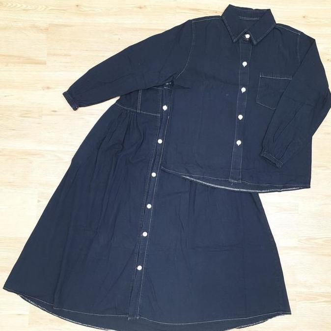 Ginfinik- Sh - Melissa Set Baju Setelan Rok Jeans Wanita / One Set Jeans Premium Setelan Jeans Wanit