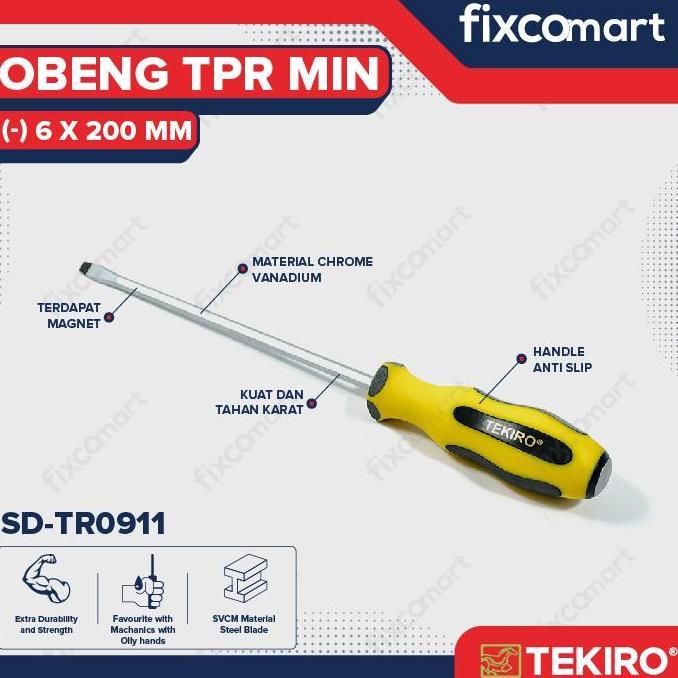 Powerz- Tekiro Obeng Tpr (-) 6 X 200 Mm / Tekiro Obeng Minus