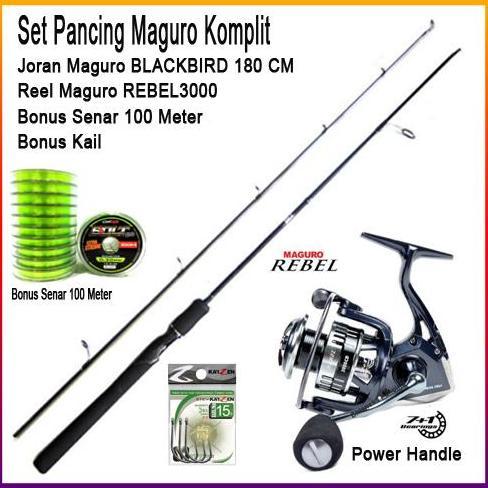 Set Pancing Power handle Maguro dan Joran Maguro 180CM Original