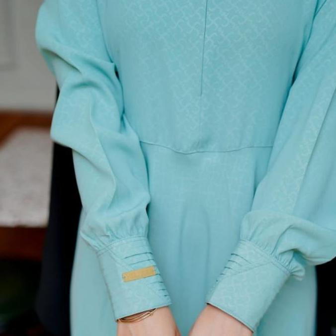 GAMIS HERMOSA MOTIF SHURIKEN BIRU WARDAH/GAMIS BIRU WARDAH muslim wanita  dress  syari  Kancing Dewa