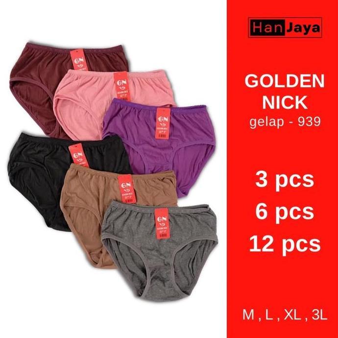 12pcs CD Golden Nick 939 | CELANA DALAM WANITA GOLDEN NICK CD GOLDEN NICK LUSINAN