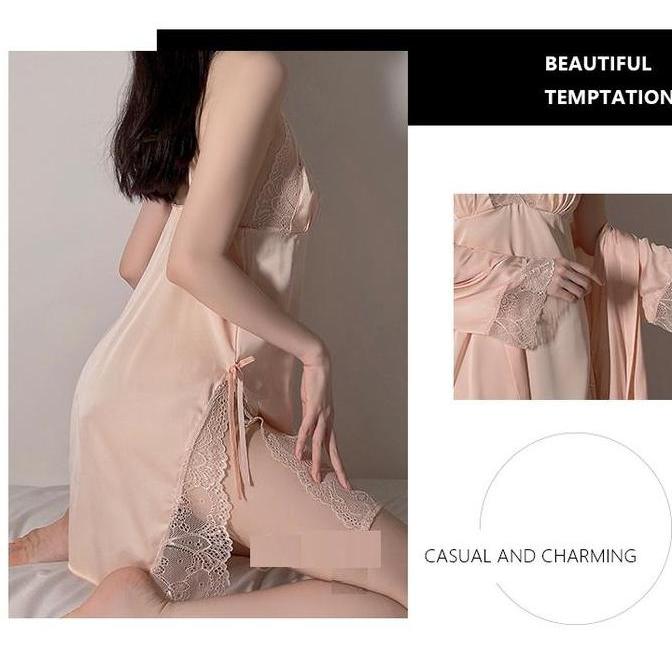 Lingerie Satin Silk Baju Tidur Wanita Dewasa Lingerie Sleepwear Kimono y Hot KLG02