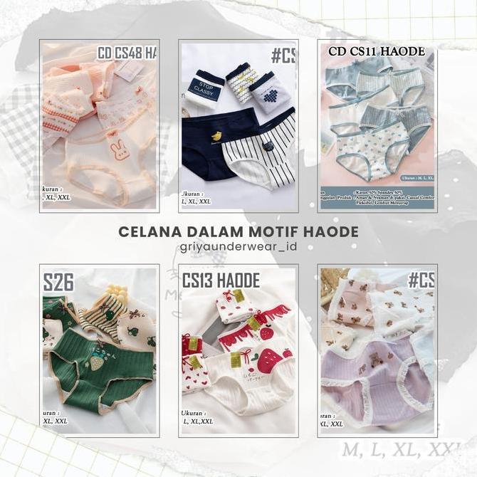 Haode Promo CD Haode 1/2 Lusin - Sempak Wanita Remaja Dewasa Motif Cantik Lucu Bahan Katun 95% Spand