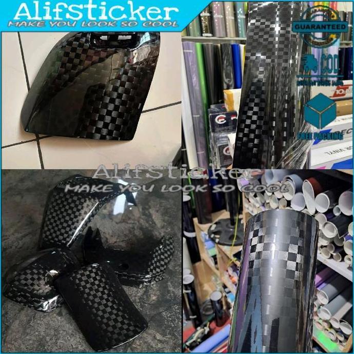 Skotlet Carbon Spreadtow Sticker Karbon Kotak Kotak Motif Catur Super Glossy Premium Untuk Motor Mot