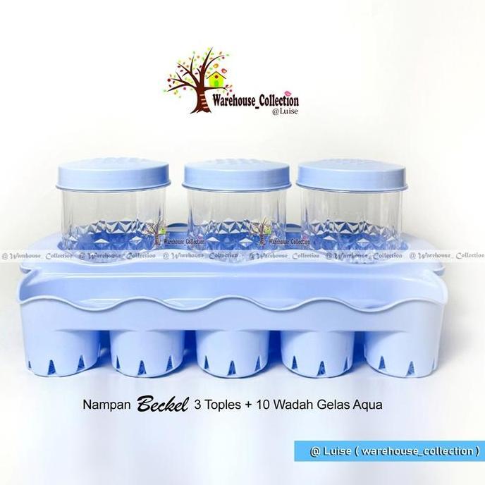 Toples Calista Beckel isi 3 + Set Keranjang Air Isi 10 |Toples Kue Kering |Tempat Snack Lebaran Muti