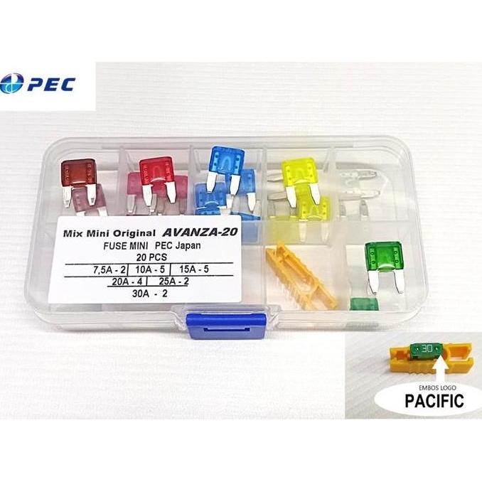 DY80 - paket fuse tancap sekring motor mobil Blade mini kecil 20 PCS MIX ORIGINAL ASLI AVANZA XENIA