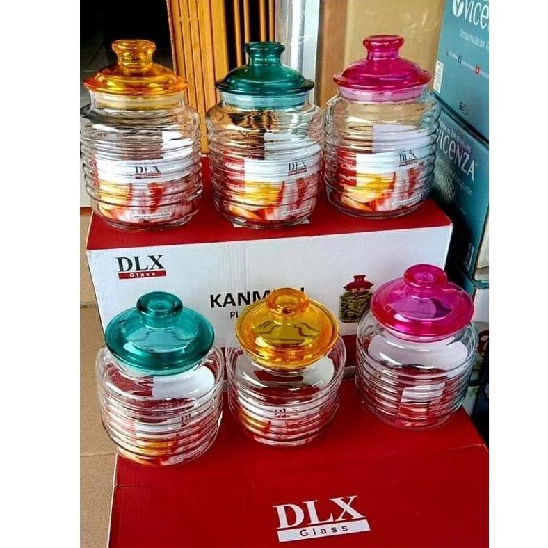 Toples kanmuri toples kue kering kaca set isi 6 idul Fitri lebaran