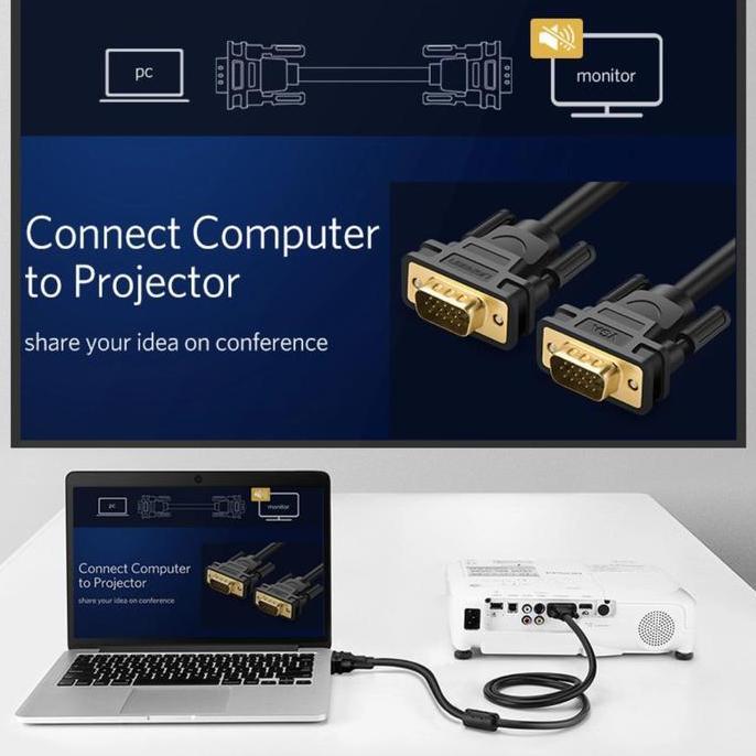 DE79 >> Ugreen VGA to VGA 1080P - Ugreen Kabel Vga Gold Plated for Monitor TV