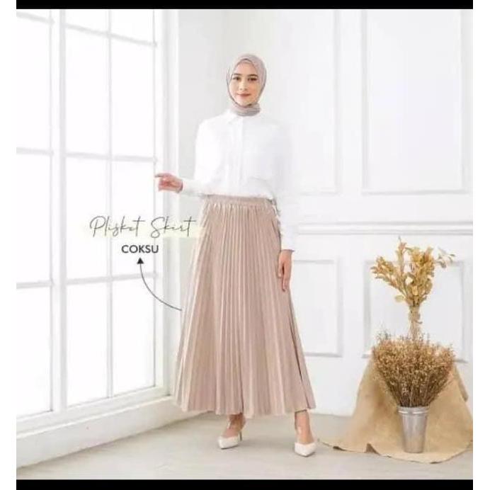 LIMITED EDITION  ROK PLISKET PREMIUM JUMBO Heyget Jersey Melar Nyaman Panjang Bawahan untuk Wanita D
