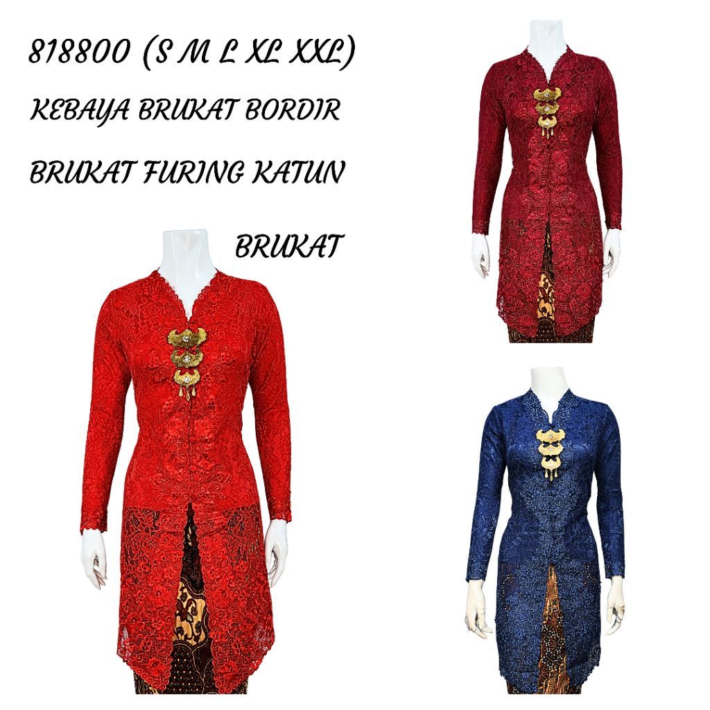 Indah ABAYA KEBAYA BRUKAT BORDIR ENCIM TUNIK MODERN LENGAN PANJANG Furing Katun KEBAYA WISUDA KEBAYA