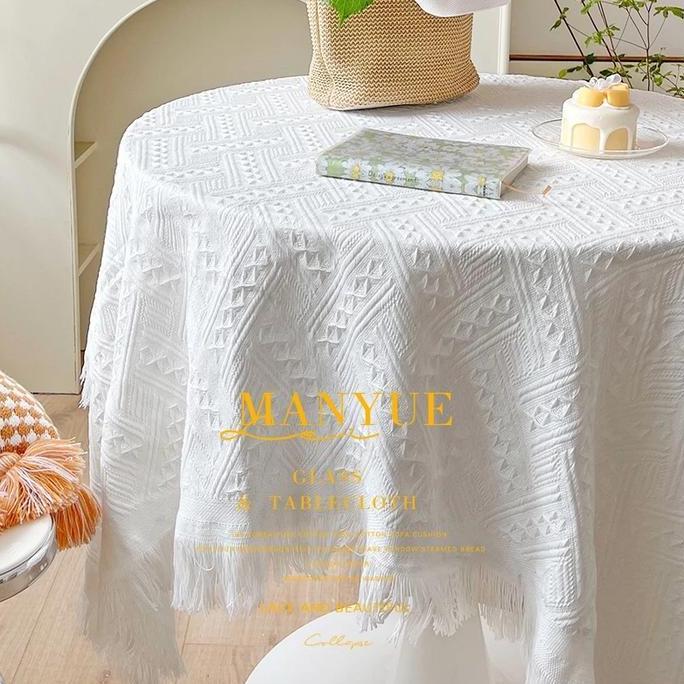 CODTaplak meja Nordic benang katun taplak meja kelas atas Taplak meja kopi rumbai taplak meja tahan 