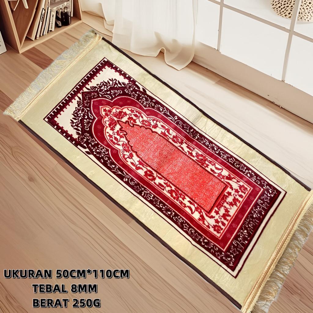 50*110Cm Sajadah Turki Premium Beludru Halus Jumbo Tebal Empuk Premium Dewasa