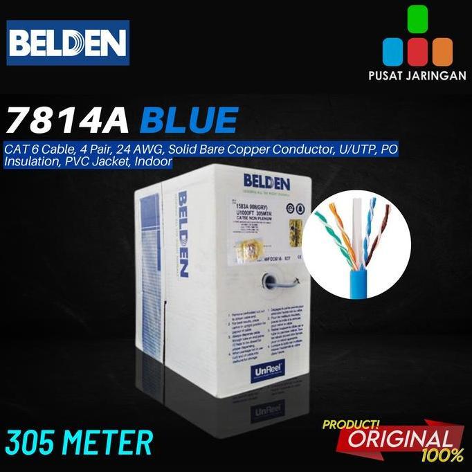Wizard- Belden 7814A Cable Kabel Utp Cat. 6 Gigabit Original Meteran Blue/Grey