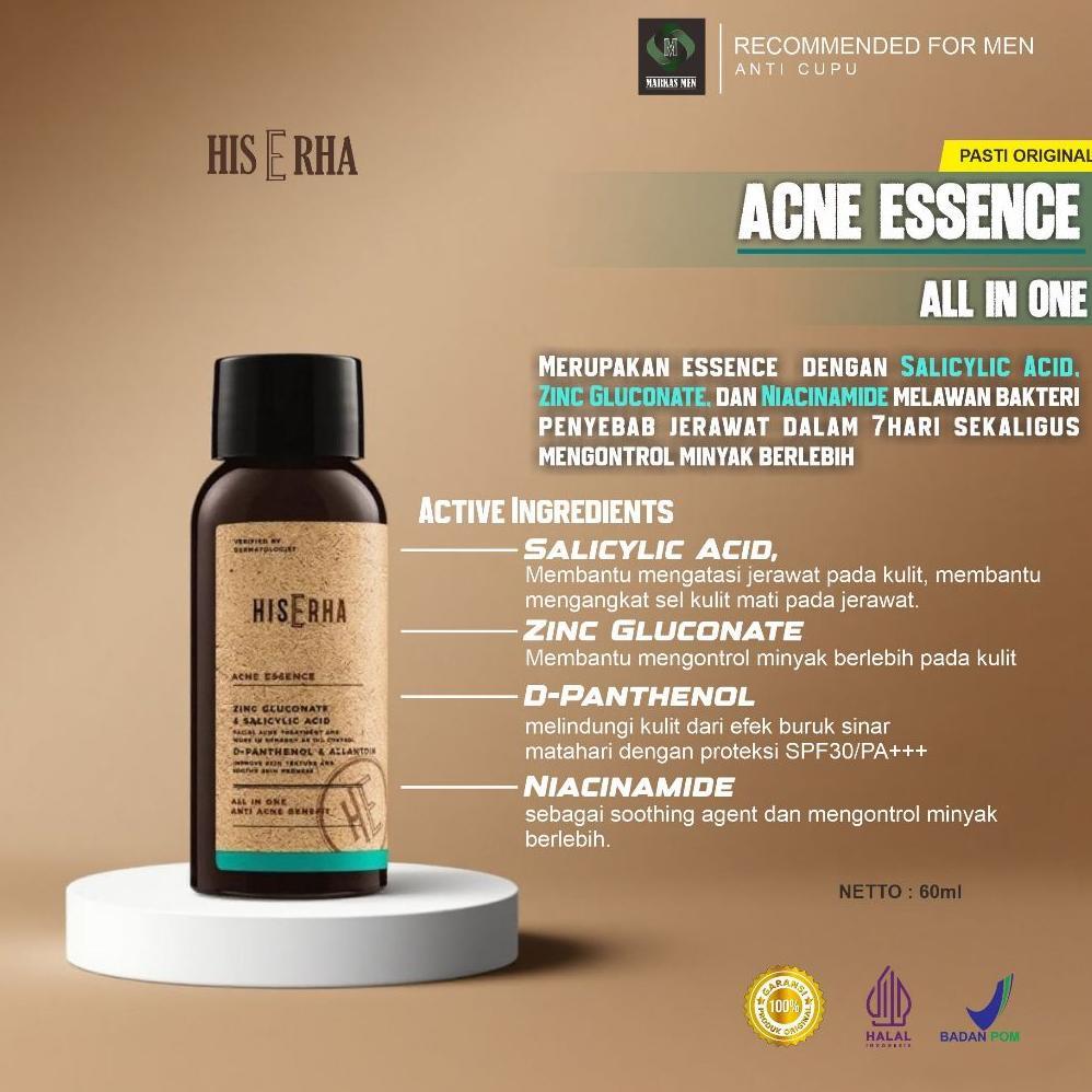 HIS ERHA Acne Essence All In One 60 ml - Serum Wajah Pria untuk Membantu Lawan Jerawat, Kontrol Miny
