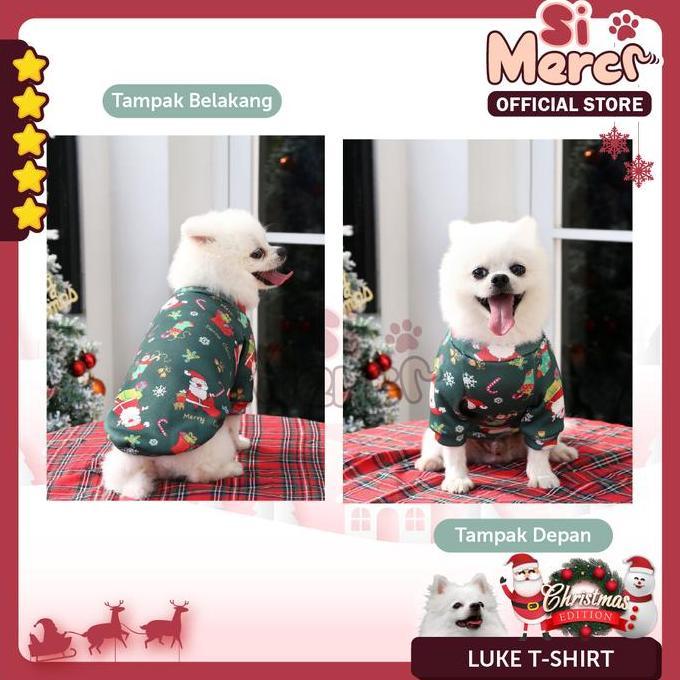 Si Merci Baju Anjing Ukuran BESAR Hewan Natal Baju Sweater Jumper Anjing Kucing Natal | Luke T-Shirt